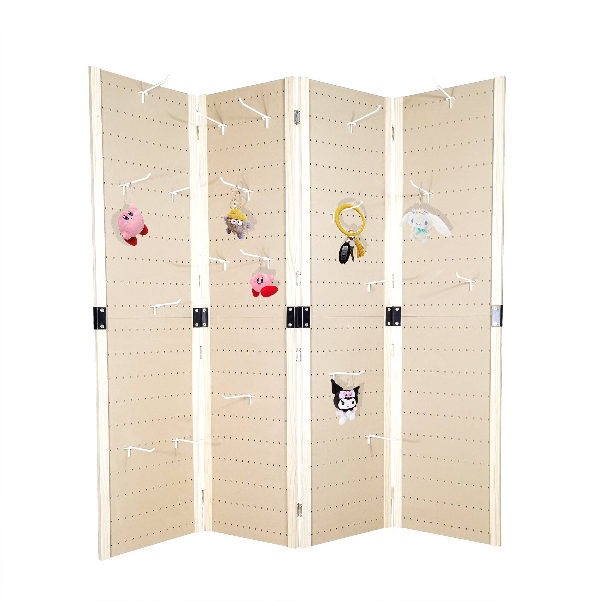 FIXTUREDISPLAYS - Wholesale Room Divider - 4 Panels 5 FT PegBoard Room Divider Folding Privacy Screen 101440