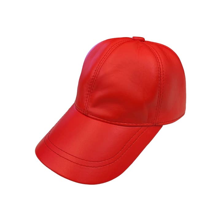 Leather Baseball Cap - Red for wholesale by The Lud