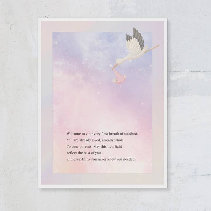 Art mural pour chambre d'enfant | « Nouvelle Lumière » Arrivée de bébé encadrée par PEC pour la vente par Printed Echoes Creations