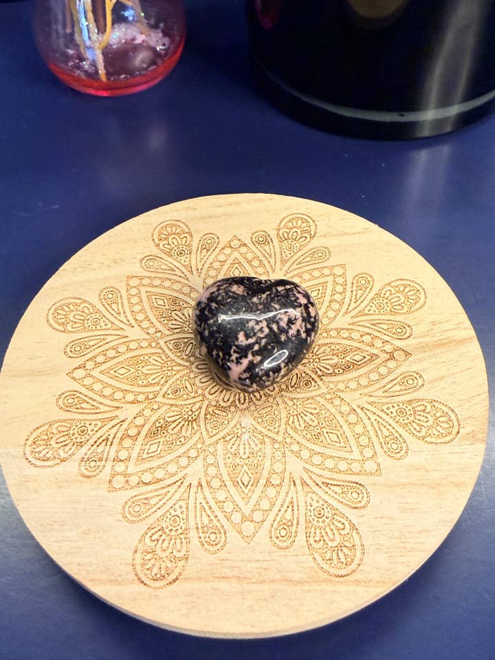 Rhodonite Heart for wholesale by Chaotic Crystal Chick Co.