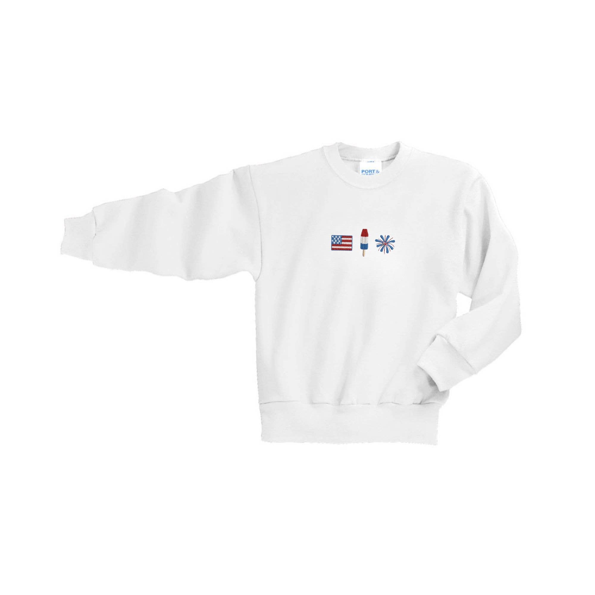 Arden & Gold - Wholesale Sweatshirt - Kids - Kids 4th of July Icons Embroidered Crewneck Sweatshirt 6
