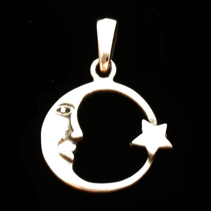 Sterling Silver Moon and Star Pendant for wholesale by Zeppo Merchandisers Inc