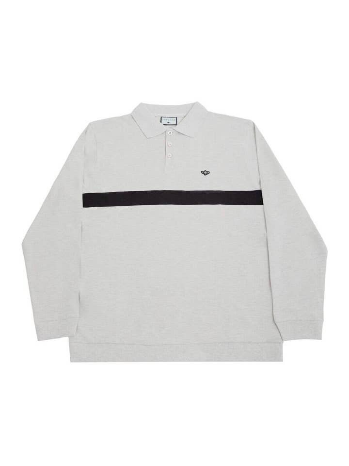 Heren poloshirt met lange mouwen en streep, casual, licht gemêleerd voor wholesale door Bakaruda