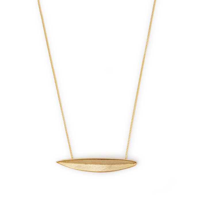 Matte ketting met lancevormig blad, 24-karaats verguld voor wholesale door Ginger & VelVet