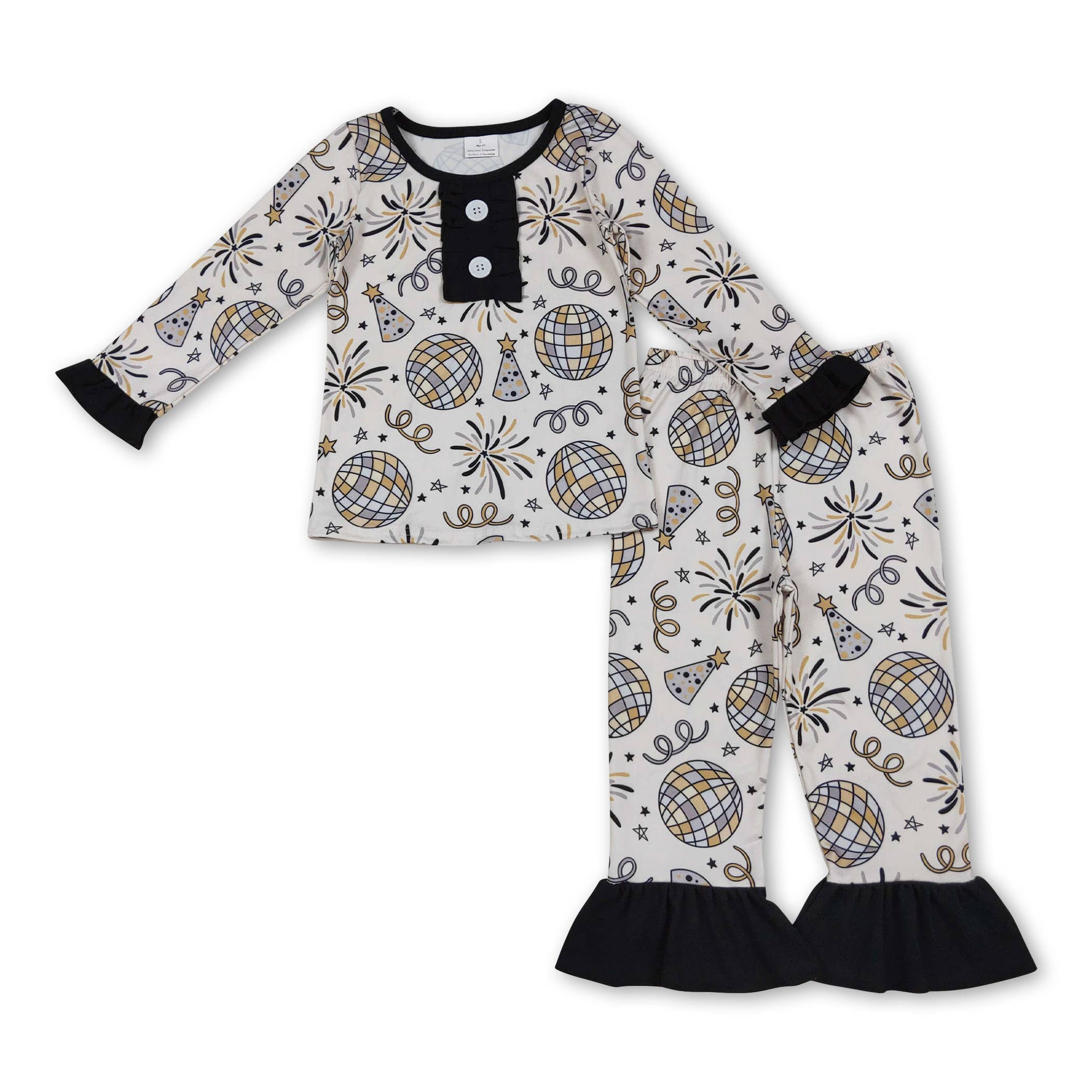 Yawoo Garments - Vente Haut et bas de pyjama – enfant - Pyjama de Nouvel An pour garçons avec manches longues et feux d'artifice1