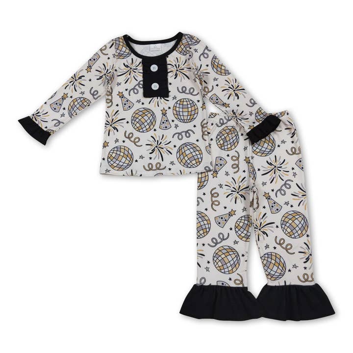 Yawoo Garments - Vente Haut et bas de pyjama – enfant - Pyjama de Nouvel An pour garçons avec manches longues et feux d'artifice1