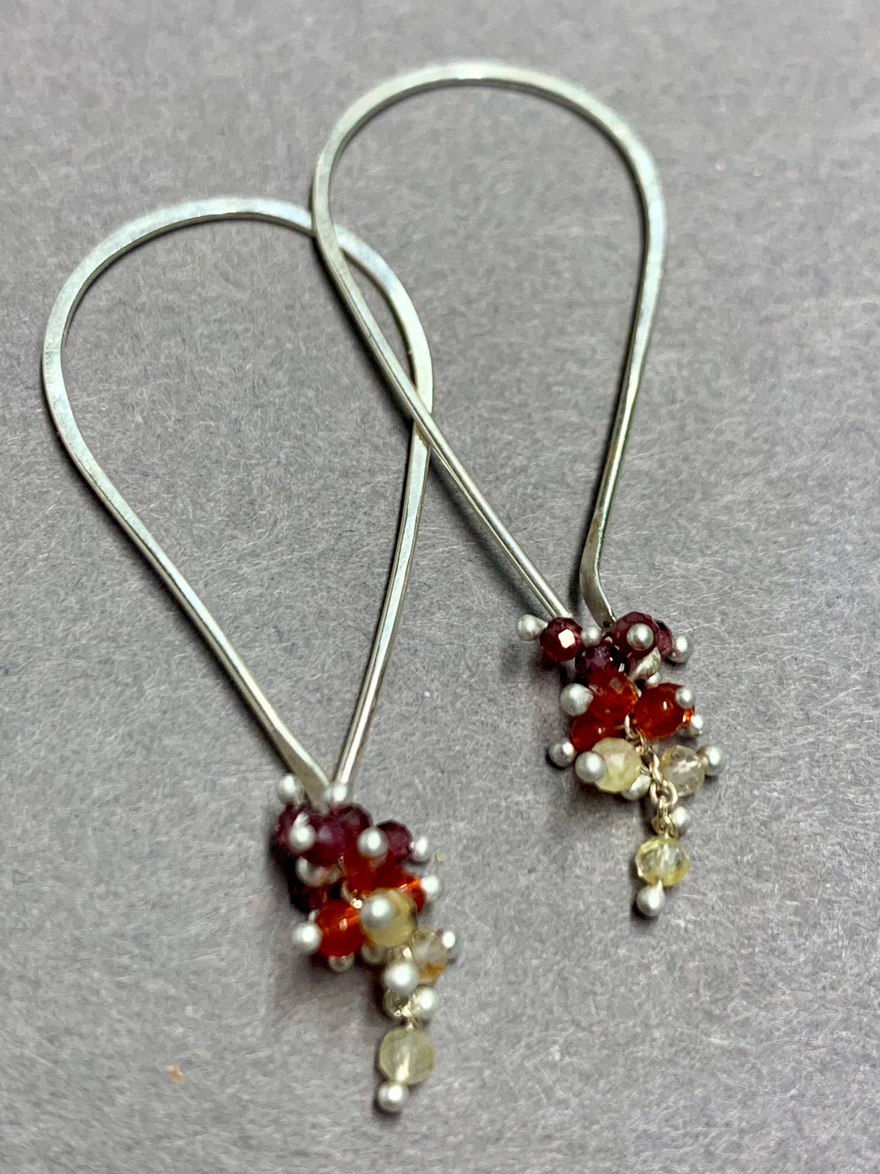 YedOmi Jewelry - Wholesale Hoop Earrings - XS Fire Tear Hoop Earrings in Citrine, Carnelian and Garnet5