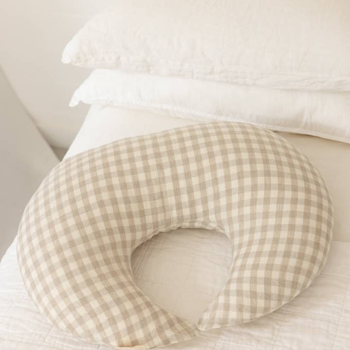 Nursing Pillow & Cover- Moon Shape- Gingham and other Purchase Wholesale nursing pillow. Free Returns & Net 60 Terms on Faire trending on Faire.