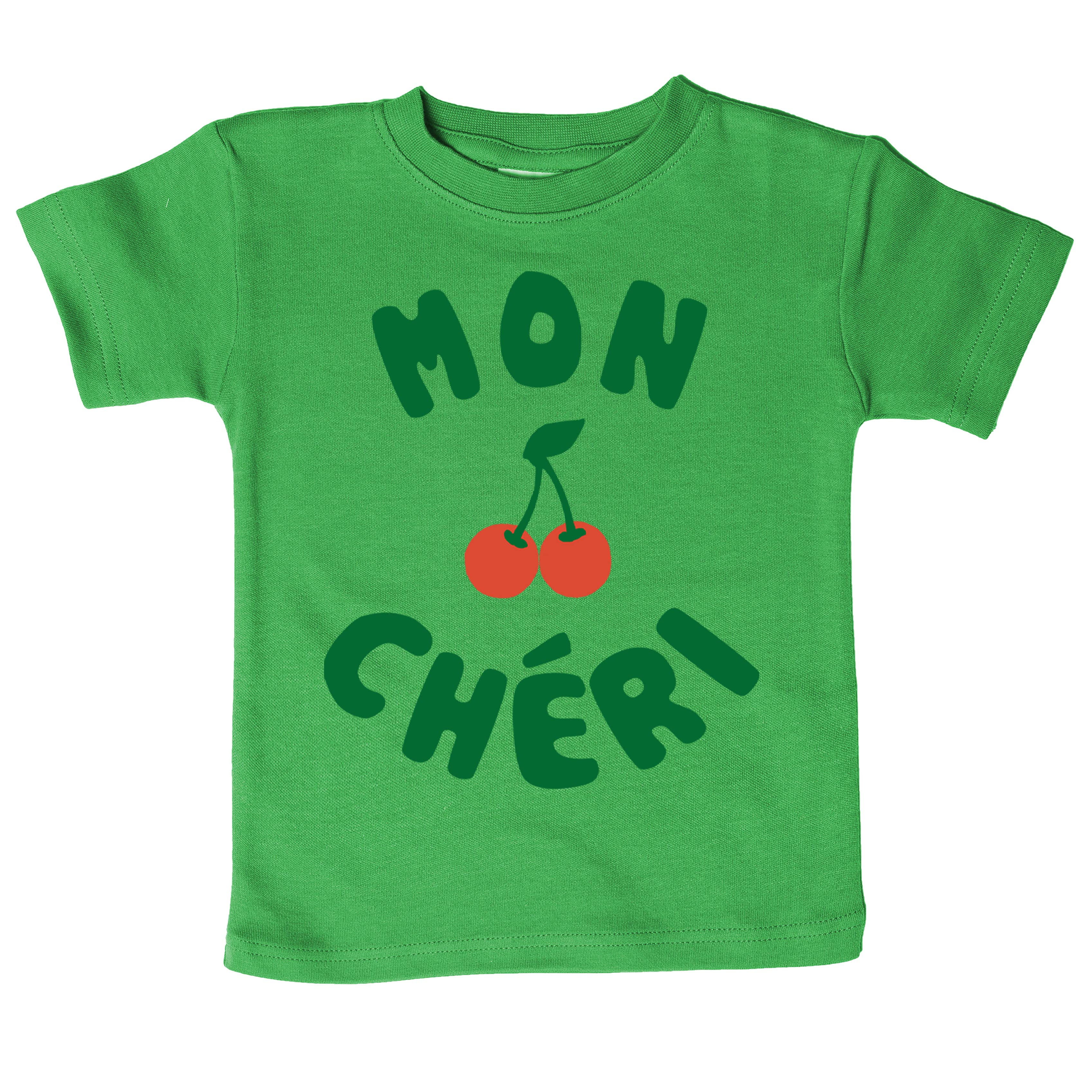 Spunky Stork - Vendita all'ingrosso Maglietta serigrafata - Bambini - Maglietta biologica con grafica 'Mon Chéri' e ciliegie per bebé e bambini6