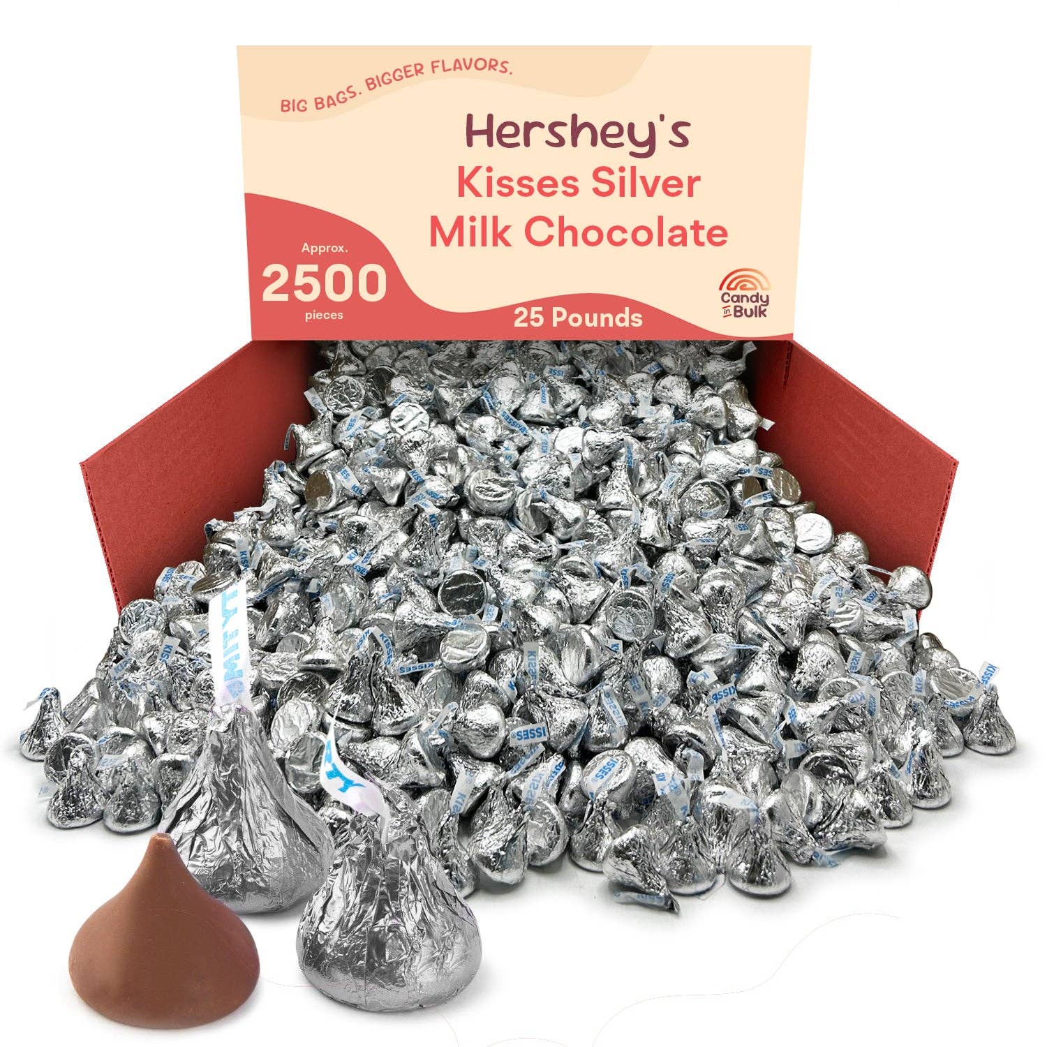 Candy In Bulk - Wholesale Chocolate - Hershey's Kisses Milk Chocolate – Silver Foils – Bulk Value Pack3