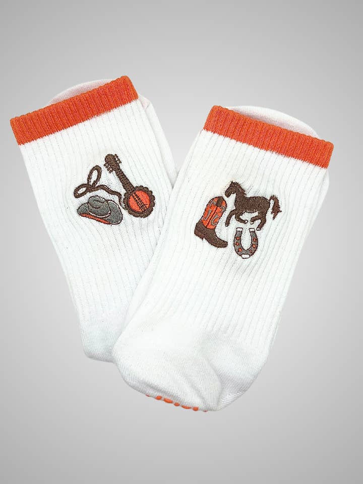 Out West Grip Pilates Socks for wholesale by Powerful Day