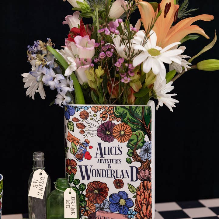 Steel Mill and Co. - Wholesale Vase - Large Book Vase, Alice in Wonderland - Floral Nonsense
