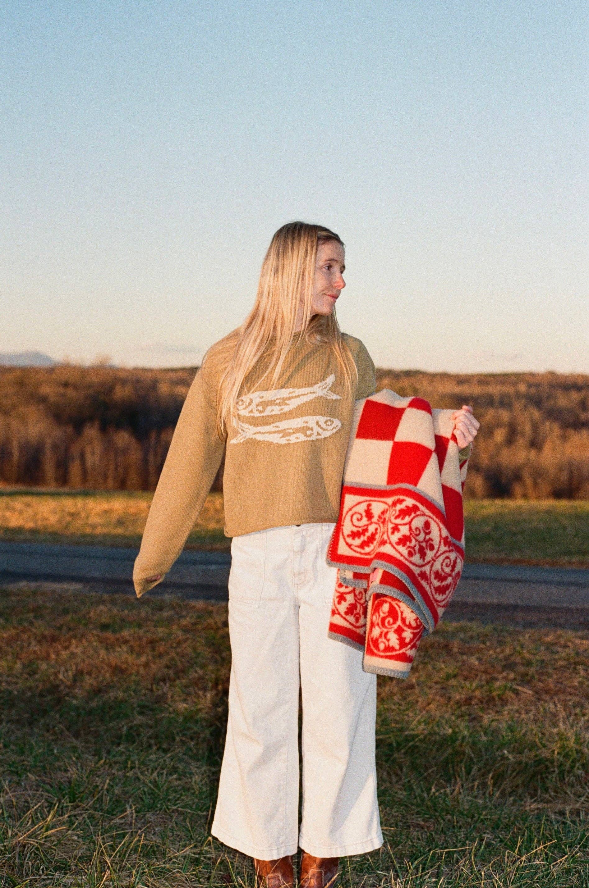 Beaten Path Co - Wholesale Knit Sweater - Unisex - GREEN COTTON FISH SWEATER12