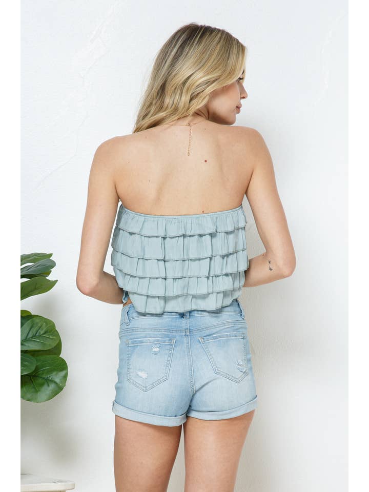 Blue B – wholesale Blus - Dam – 51464T - AXELBANDSLÖS RUFFLE RÖR TOPP7