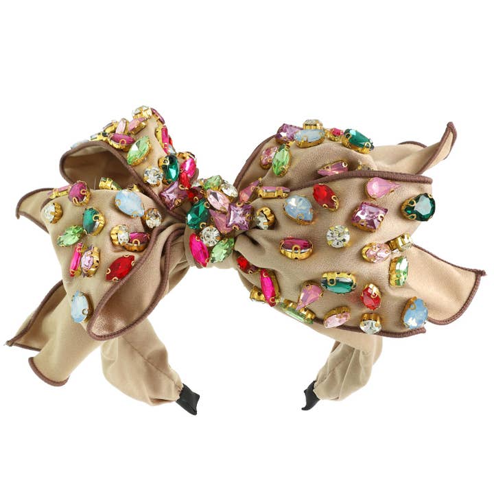 SP Sophia Collection - Wholesale Fashion Headband - Women's - Holiday Gemstone Embellished Large Bow Headband5