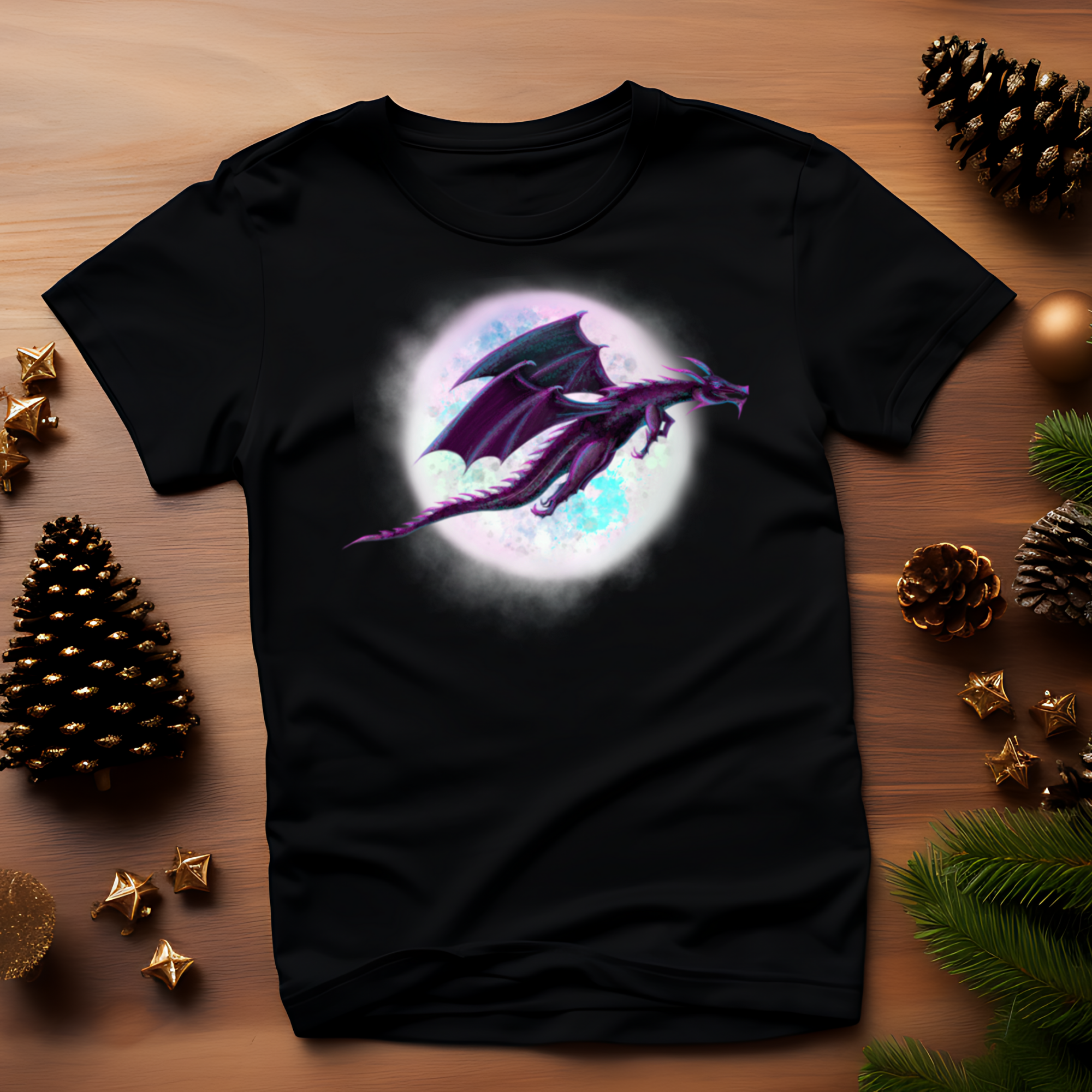 Hannah Kate Makes - Wholesale T-Shirt (Graphic) - Unisex - Dragon Moon T-shirt - Black - 100% Cotton - Gothic Whimsy11