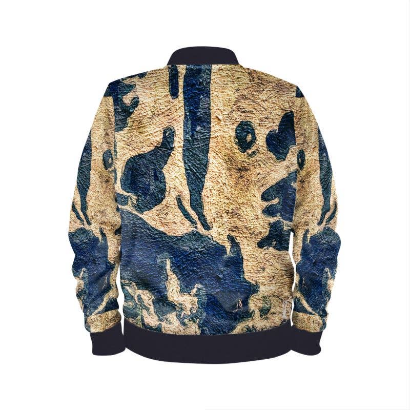 Lady Barbara Pinson Artist - Wholesale Bomber Jacket - Women's - "Abstract Blue Gold" Lady B Bomber Jacket1