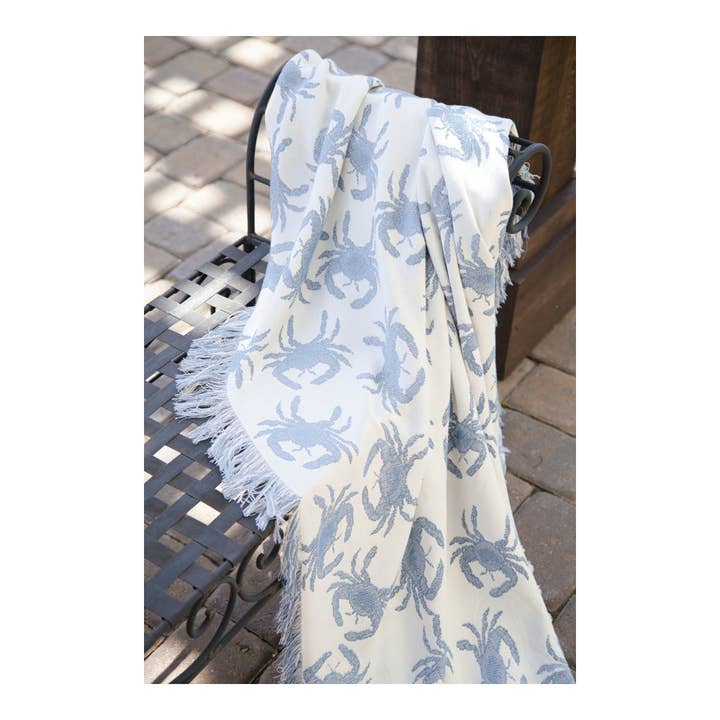Blue Crab 48X60 Rayon Throw for wholesale by Manual Woodworkers and Weavers, Inc.