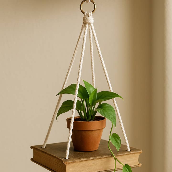 I Love Books and Bows - Wholesale Hanging Planter - Bookish Bloom Shelf Planter