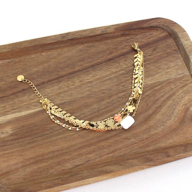 Pretty Persuasions - Wholesale Charm/Dangle Bracelet - B24046 Stone Charm Stainless Steel Multi-Chain Bracelet1