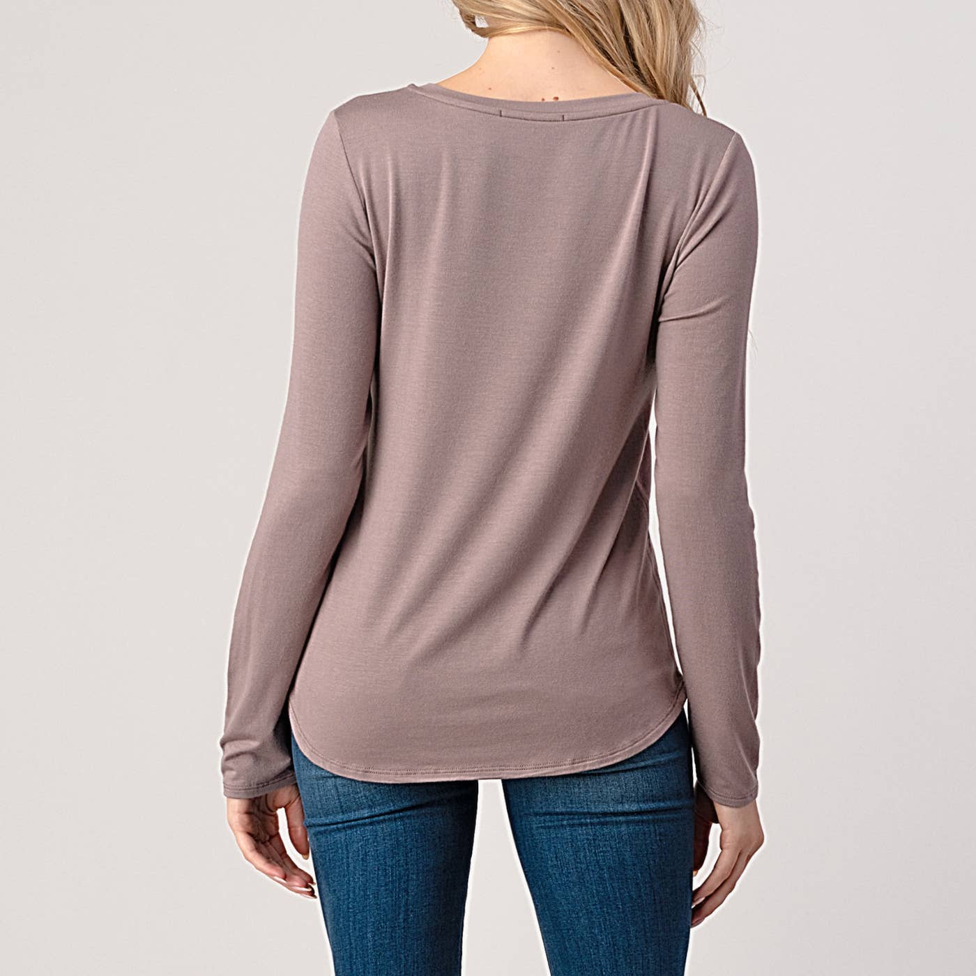 Heimious - Wholesale T-Shirt - Women's - Modal Long Sleeve V-neck Relaxed Fit T-shirt, T24932