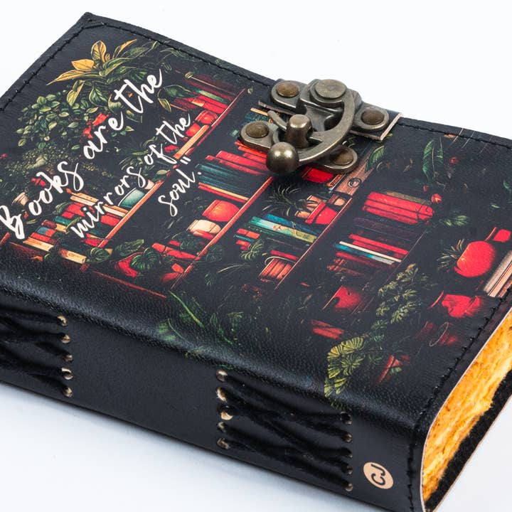 R K Handicrafts and Exporters - Wholesale Journal/Diary - Leather Journal Notebook with Book Lover Print Quote Journal