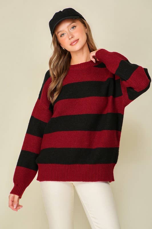 Vanilla Monkey – Engroshandel Pullover - Dame – Game Day stribet sweater0