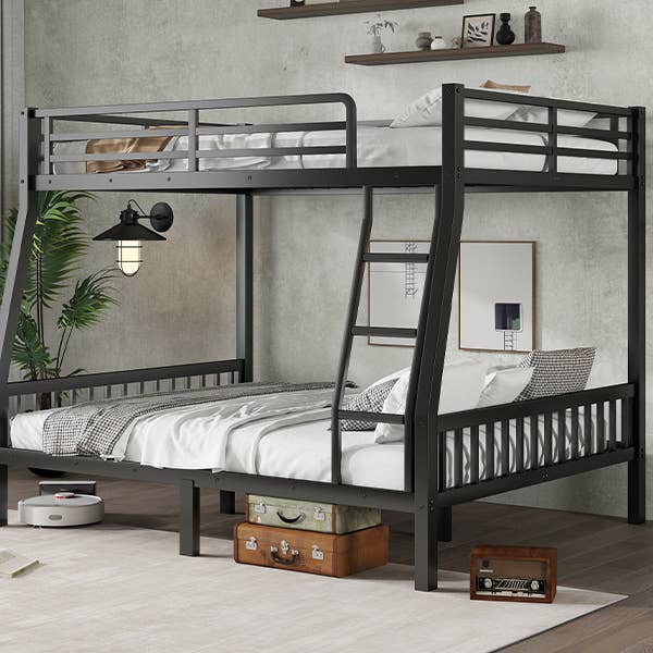 39F Inc. - Wholesale Bed - Full XL Over Queen Metal Bunk Bed with Ladder, Black5