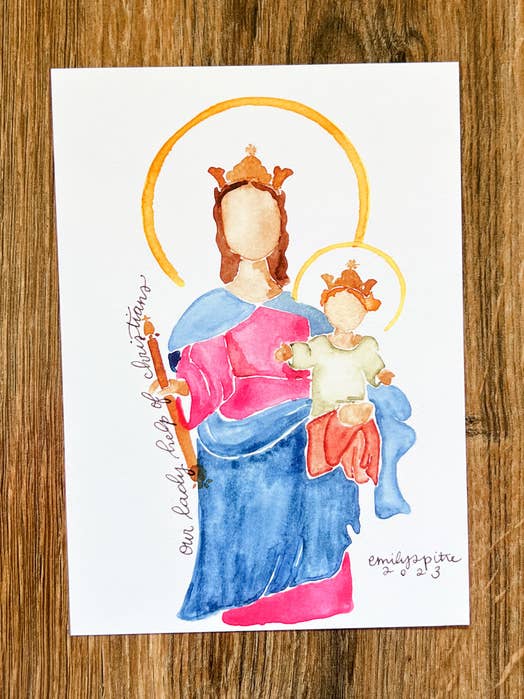 Our Lady Help of Christians - 5x7 Print for wholesale by Emily S Pitre Art