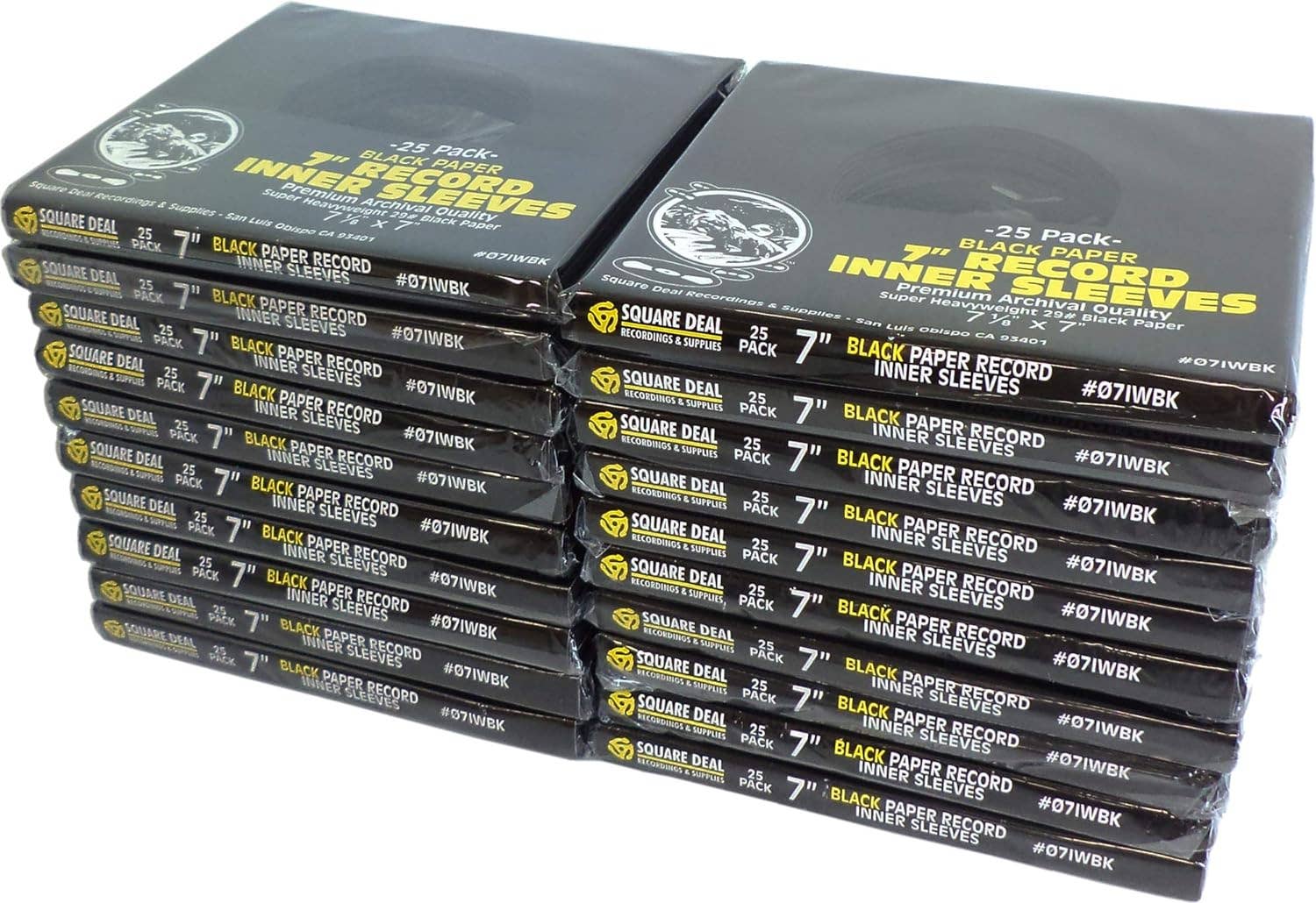 Square Deal Recordings & Supplies - Vente Accessoires de musique - Pochettes intérieures Black Record de 7 po, très lourdes, avec trou7