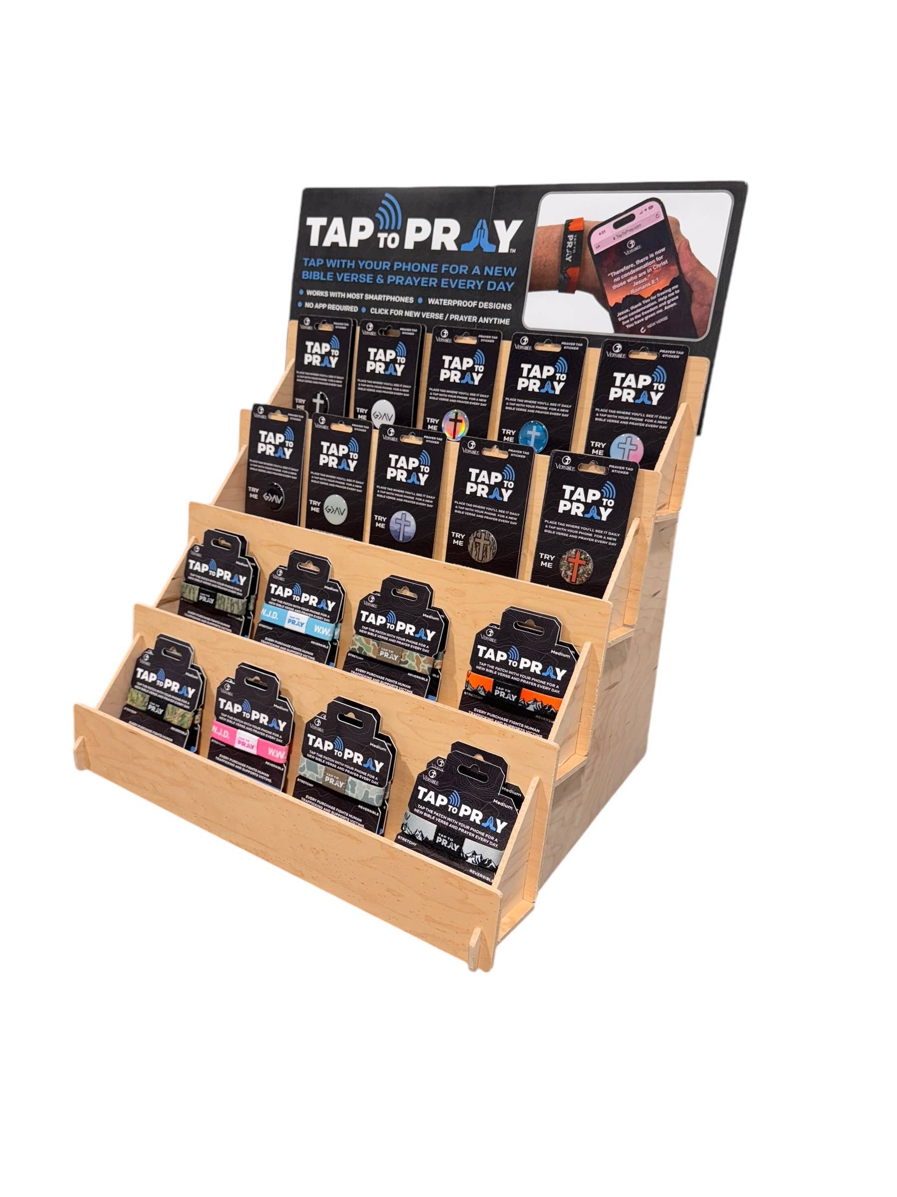 Versible - Wholesale Wristband - Tap To Pray™ Wristbands - Blue & Pink WWJD8