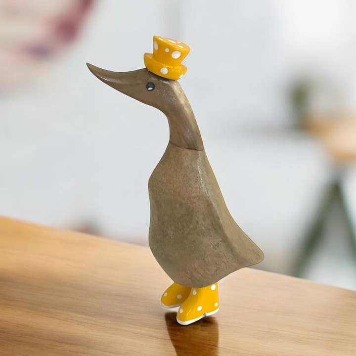 Duck Statue Spotty Boots Wooden Duck Coastal Home Decor - YL for wholesale by OMA - Eclectic Home