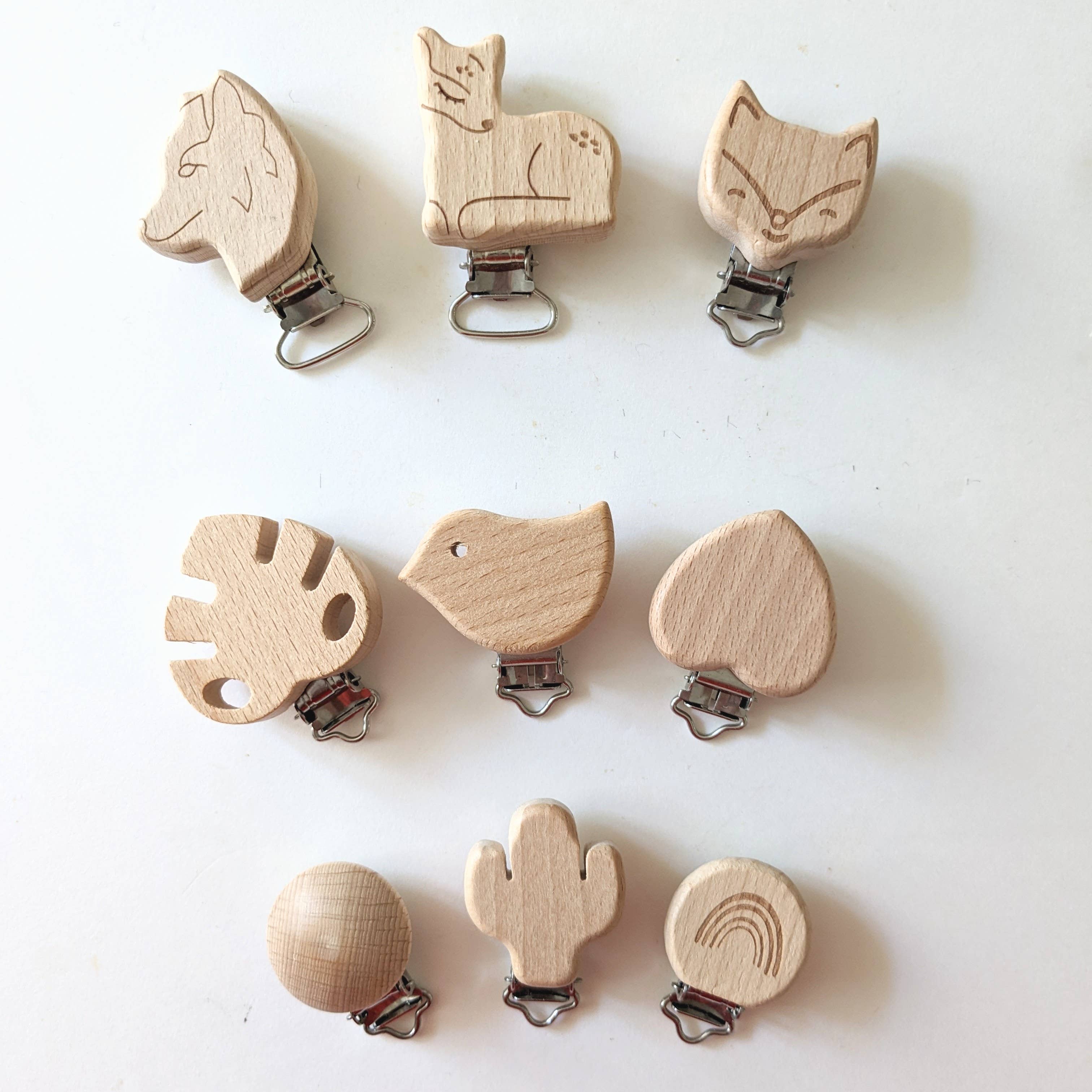 Honorine&Jean - Vente Pince à tétine – bébé - Attache tétine Clip en bois10