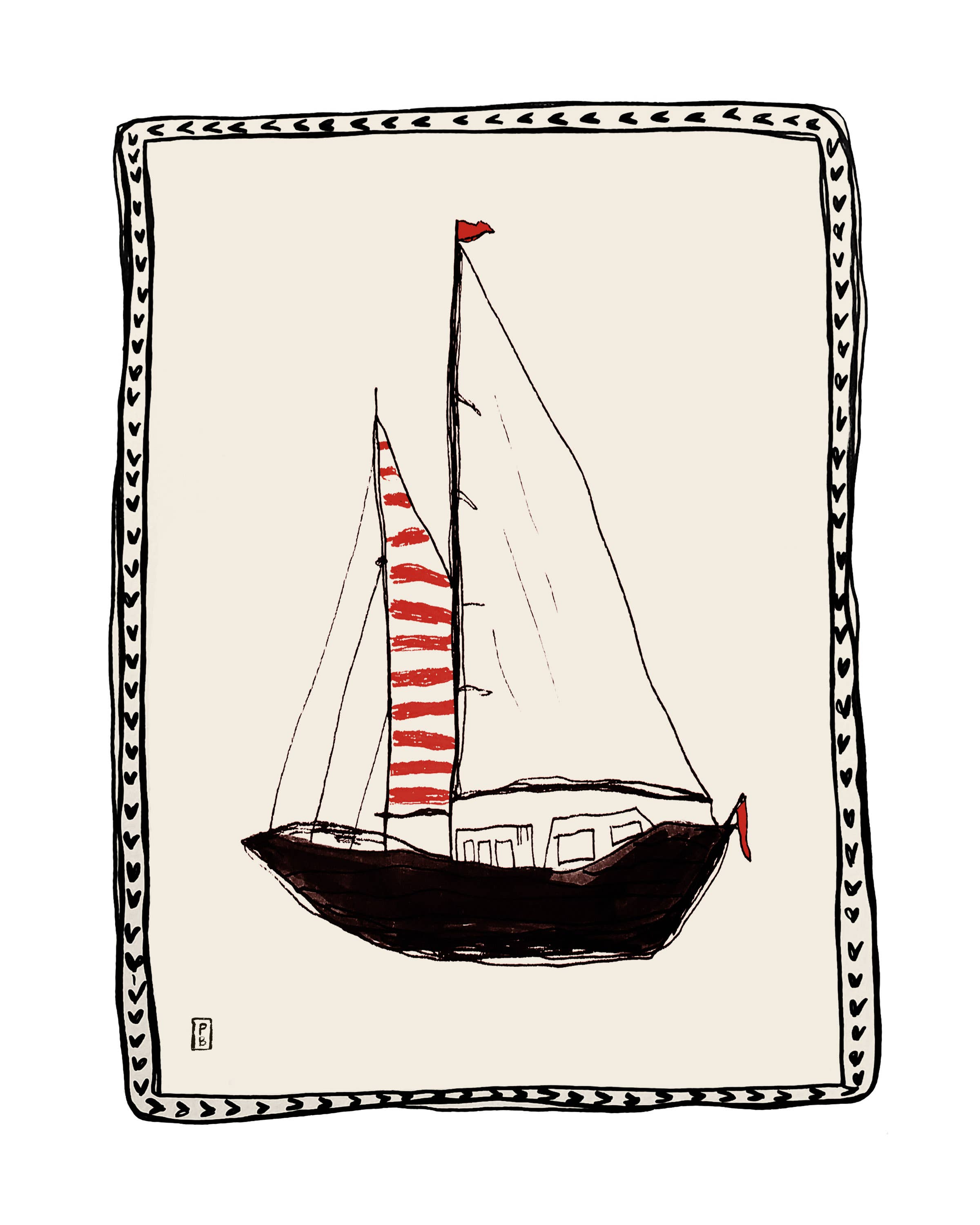 Pascale Berkowitz Studio Art - Wholesale Art Print - "Sailboat No. 02", Giclée Fine Art Print1