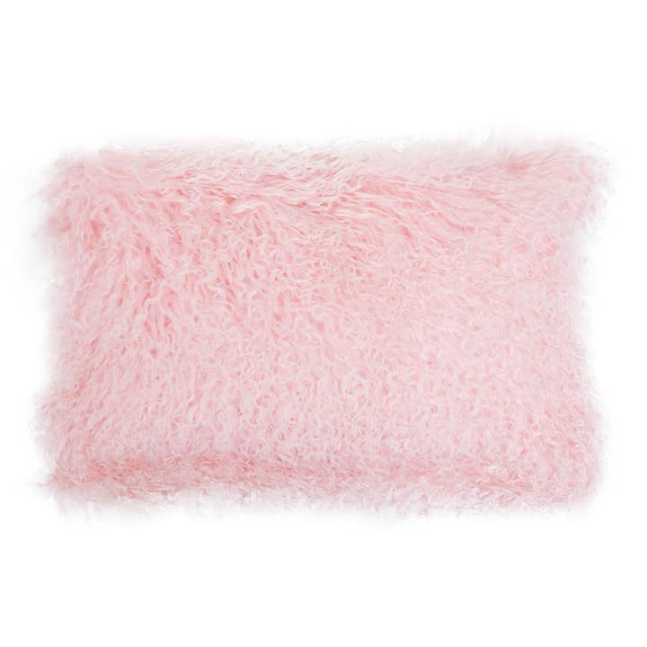 Bosie Large Pink Mongolian Lamb Fur Cushion for wholesale by Fifty Five South