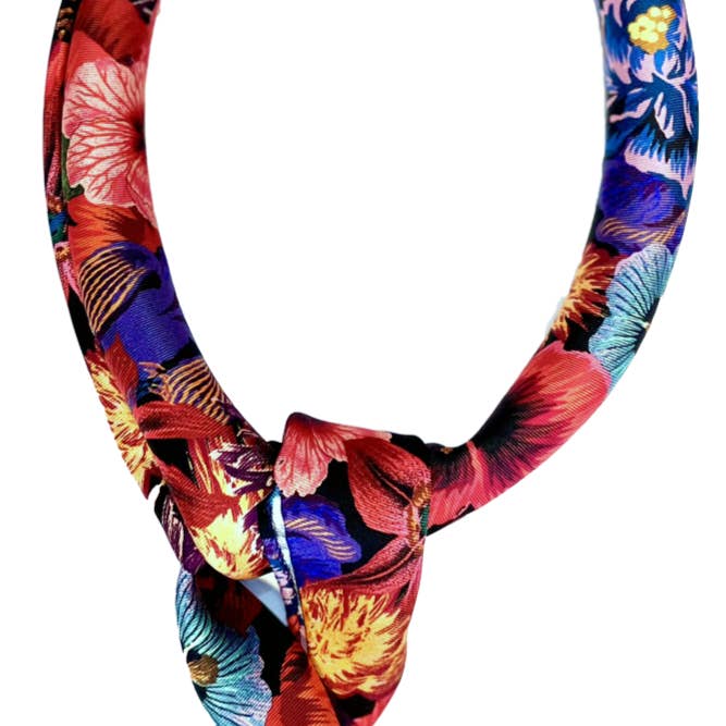 Illogico - Wholesale Scarf - Men's - Red Silk Scarf with Floral Pattern