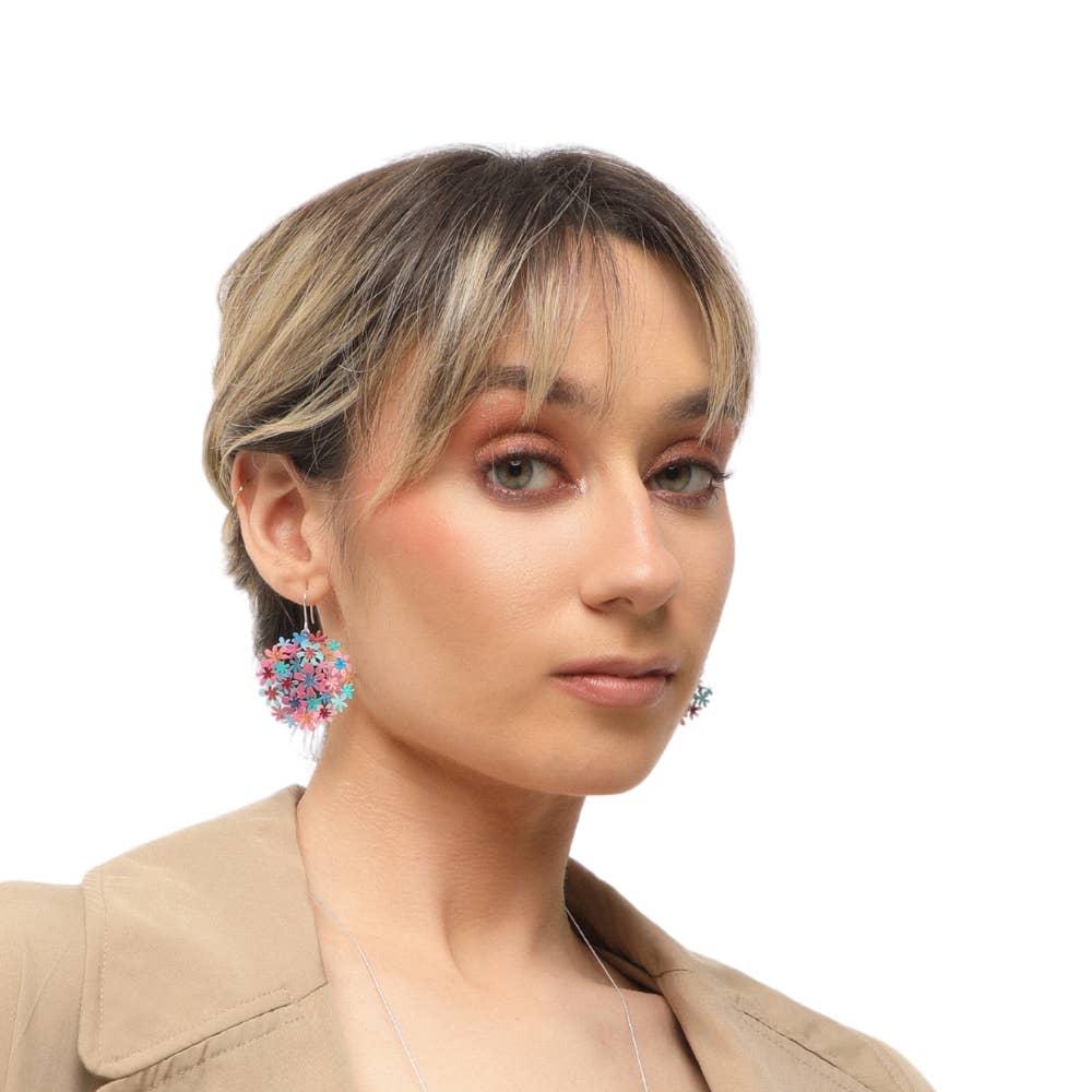 RAS - Wholesale Stud/Post Earrings - Turquoise Bouquet Silver Plated Small Earring2