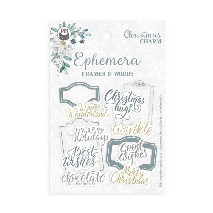 Ephemera Set Frames And Words Christmas Charm, 12Pcs for wholesale by P13