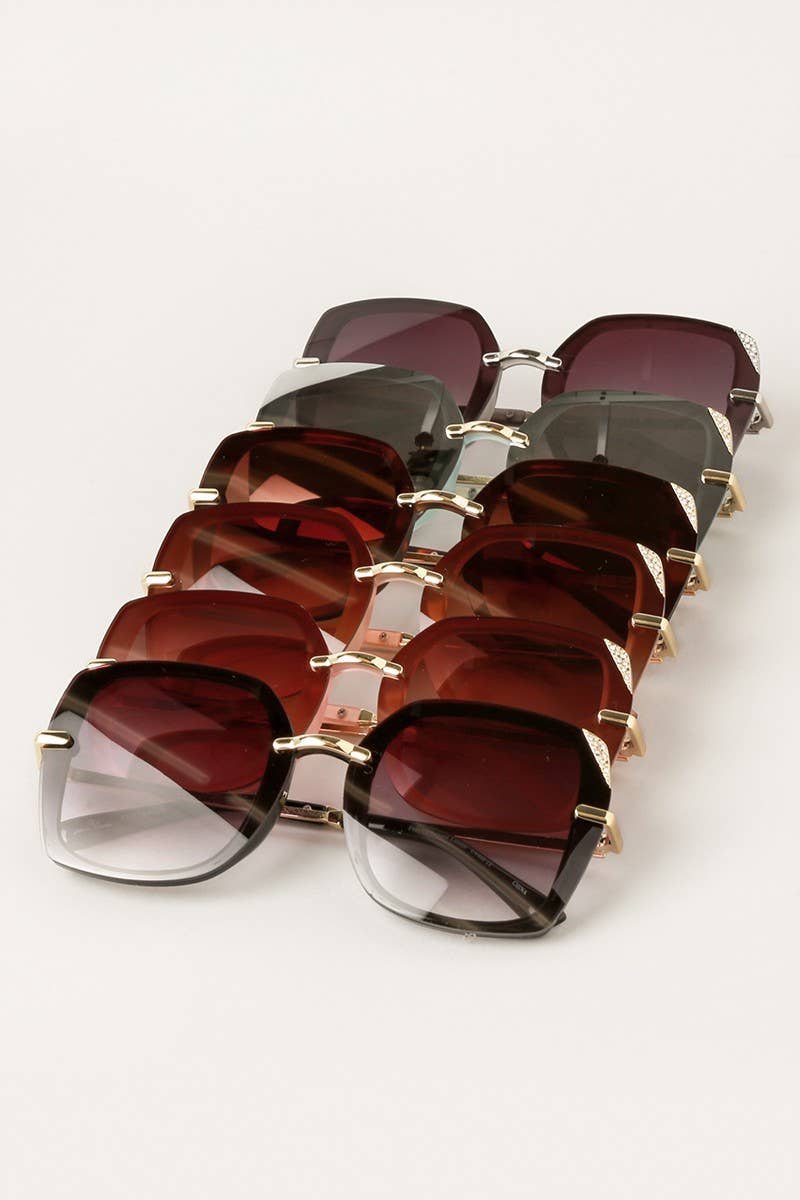  ASSORTED COLOR Women's Square Sunglasses with Rhinestone for wholesale on Faire3