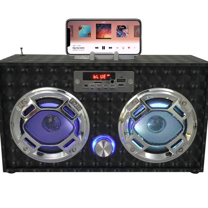 Black 3D Wireless Boombox with FM Radio for wholesale by Trend Tech Brands