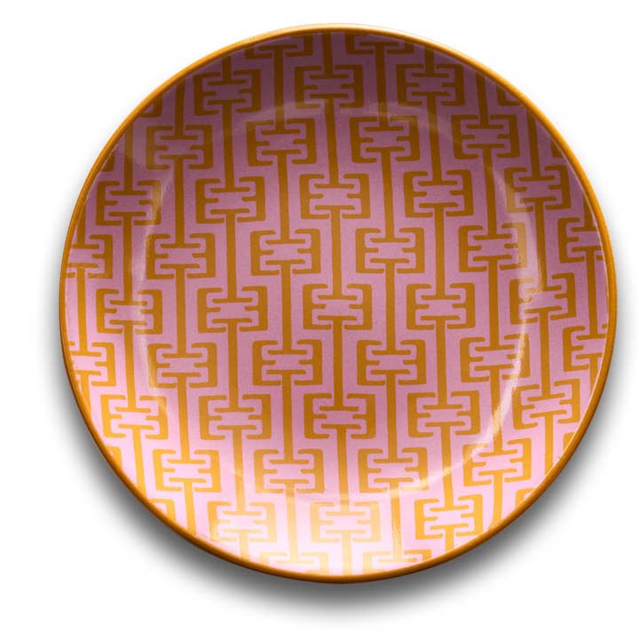 Small Plate Set of 4. Monogram Lavender & Lemon. for wholesale by Emerald Tiger