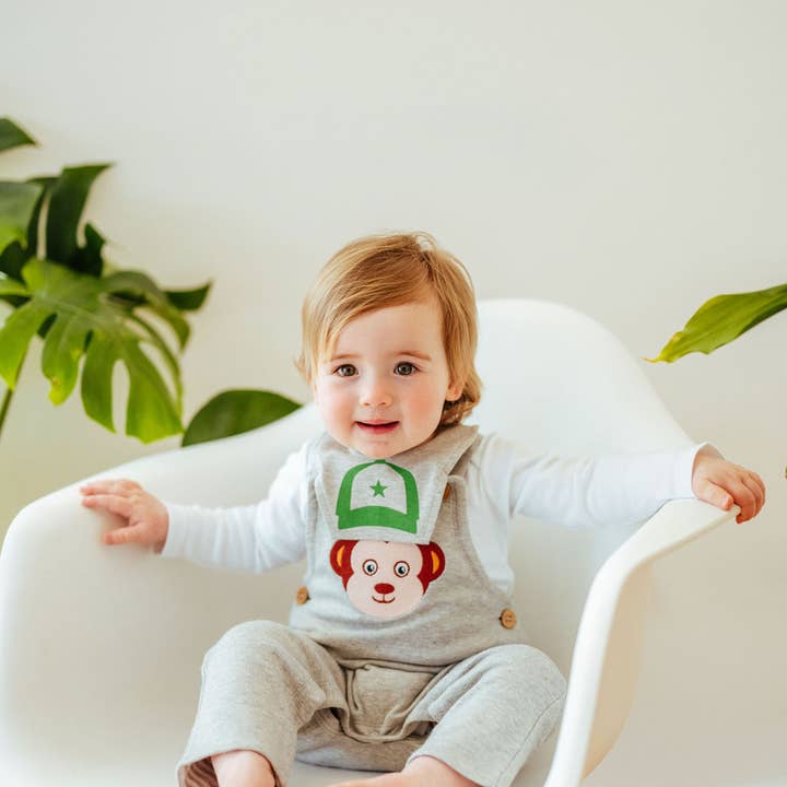Embroidered monkey dungarees for wholesale by Bibevie