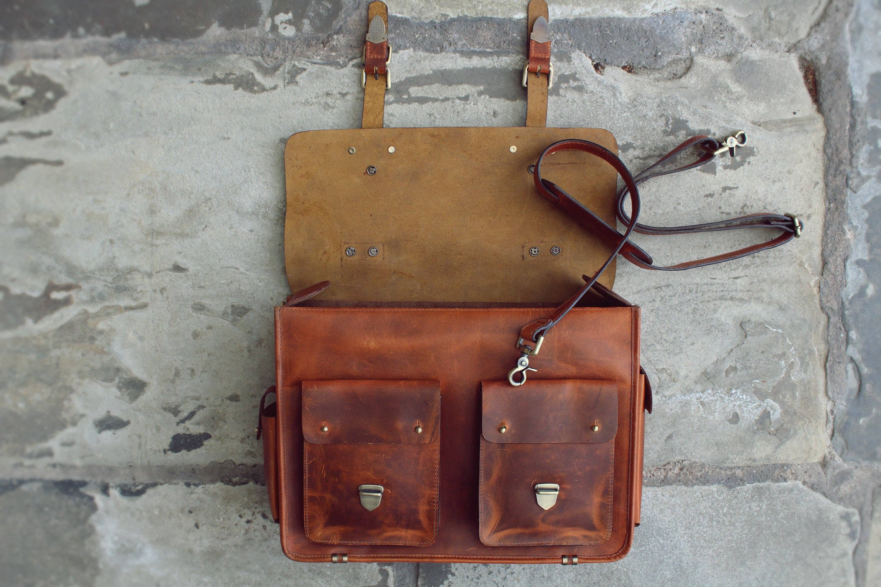 Kalating Leather UK - Wholesale Briefcase - Unisex - Top Grain Leather Mens Womens Briefcase Laptop Business Bag7