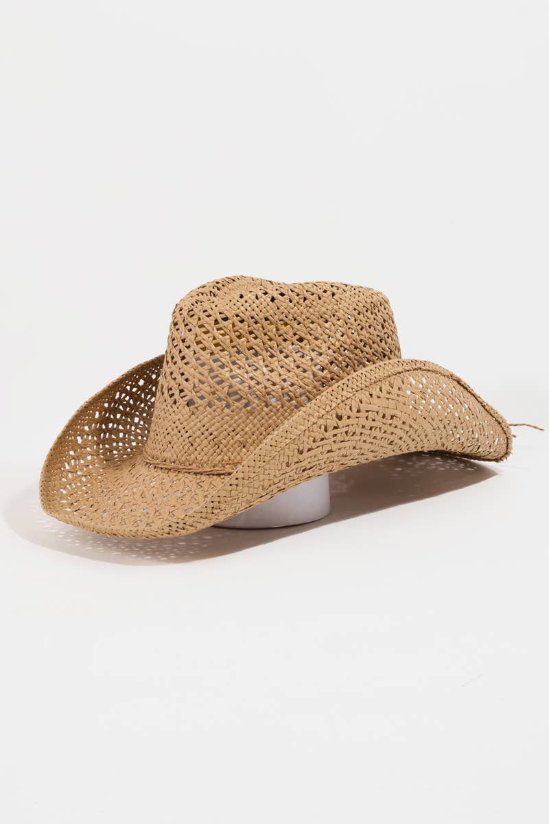 Collections by Fame Accessories – Großhandel Fedora-Hut – Damen – Strohgeflecht-Schnur Western-Cowboyhut9