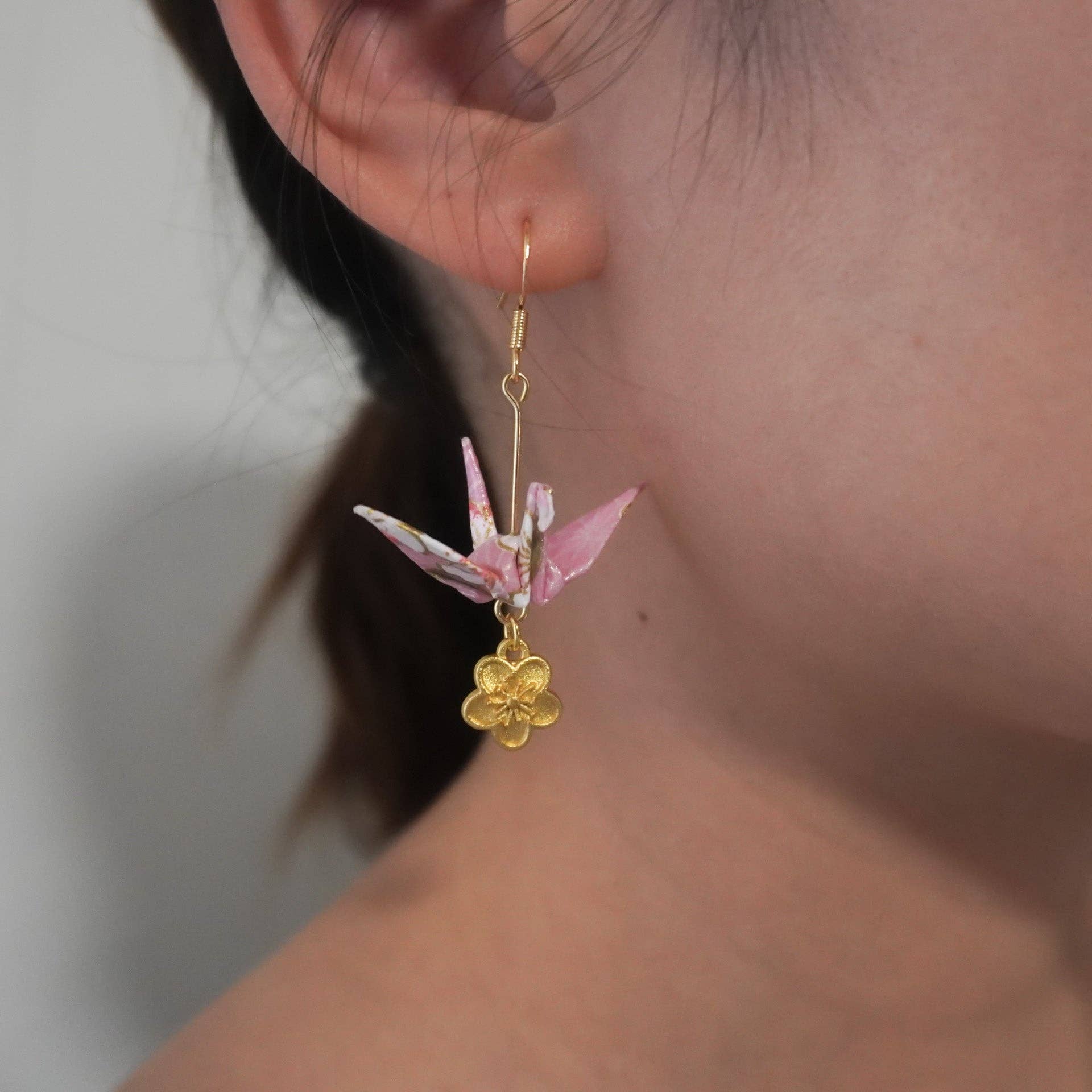 Kamyi.Art Origami Designs - Wholesale Dangle Earrings - [LOVE] Crane and Peach Blossom Earrings4