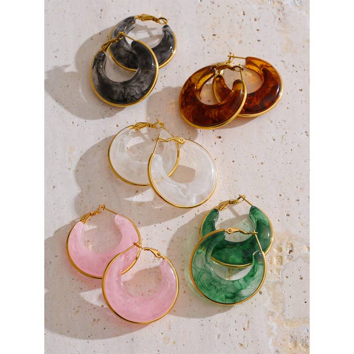 Acrylic Hoop Earrings - 4 Colours for wholesale by Misgraceful