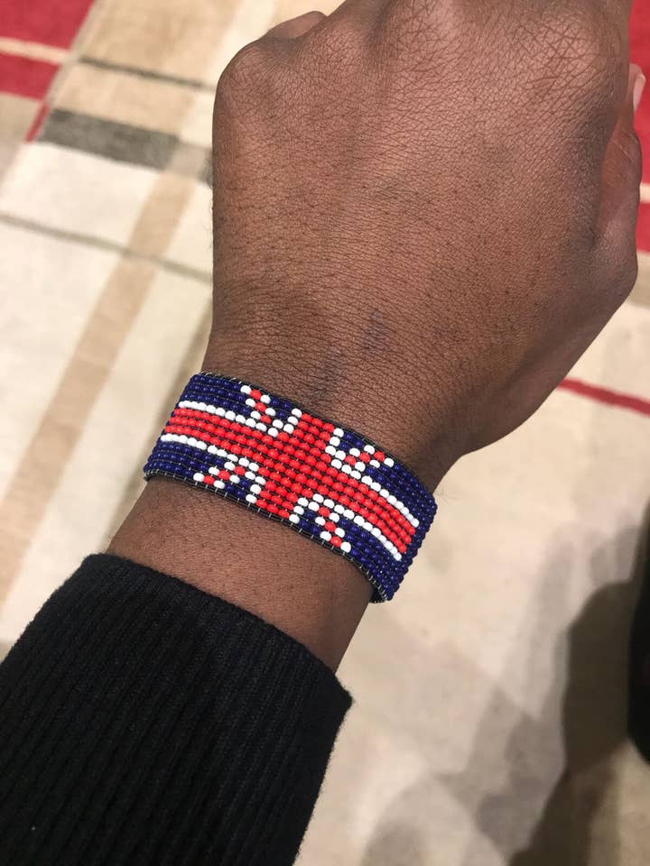 Storbritanniens flagga handgjort pärlarmband med fri frakt för wholesale av Delight merchants