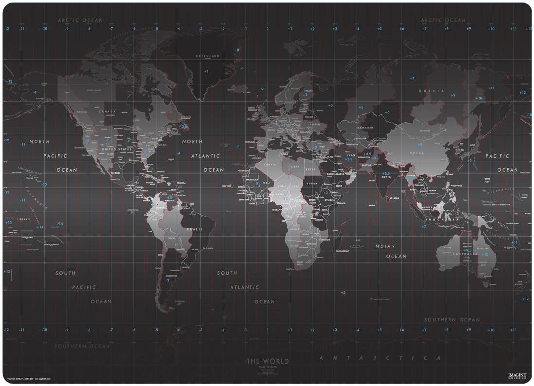 18" x 25" World Time Zone Map Imagine Work Surface for wholesale by American Products Group, Inc