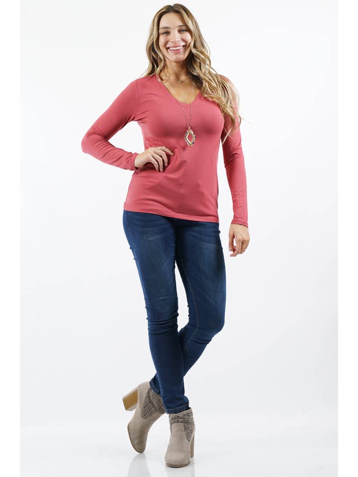 42POPS - Wholesale T-Shirt - Women's - ",.Plus Microfiber Long Sleeve V Neck Tee28