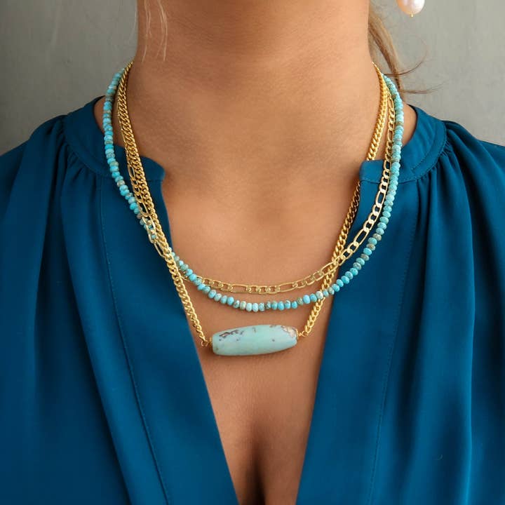 Catherine Page Jewelry - Wholesale Pendant/Charm Necklace - Palladio Triple Strand Necklace In Turquoise Blue1